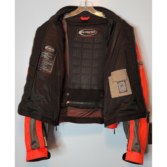 Olympia Moto Sports Mesh Motorcycle Jacket Orange 2XL Padded Cordura EXC - Picture 11 of 16